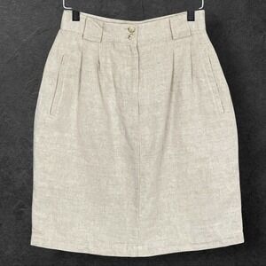 Vintage 70s Abercrombie Fitch Linen‎ Blend Preppy Skirt Size 6 Old Money Neutral